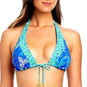 New SIZE 8 Desert Bloom Floral Print Halter Neck Triangle Swim Top Only